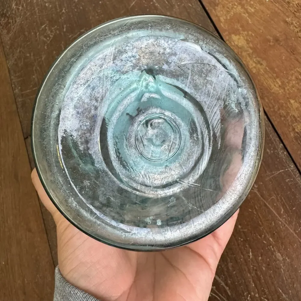 Vintage Atlas Strong Shoulder Mason Jar Aqua Blue Glass‎ 1 Quart Hazel-Atlas